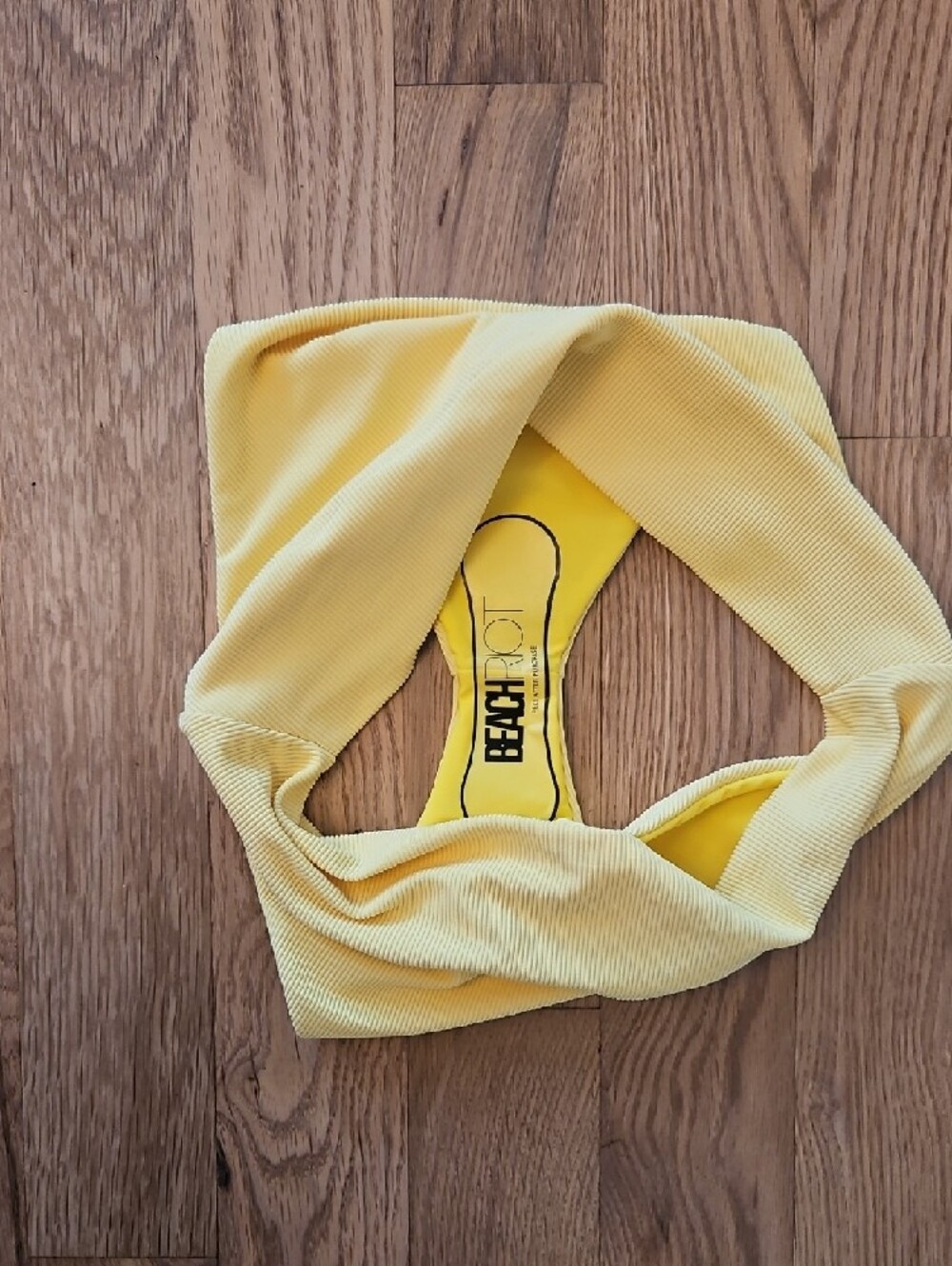 Beach Riot Yellow Ribbed Swim Top Size Xl - Picture 3 of 4